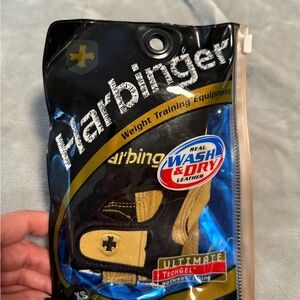HARBINGER WEIGHT TRAINING GLOVES WOMENS XS WASH + DRY REAL LEATHER PADDED NEW‎